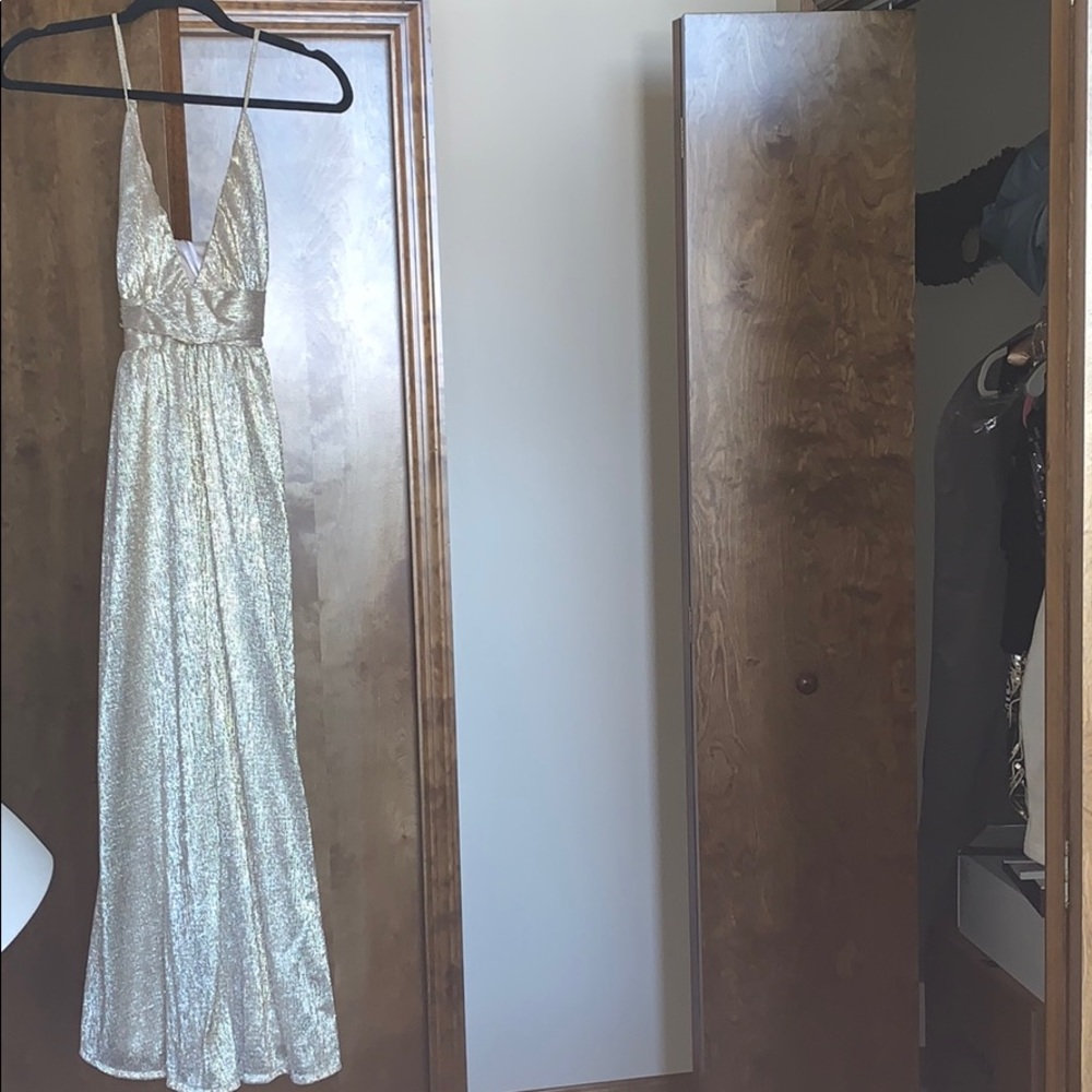 Gold lulus floor dress size small